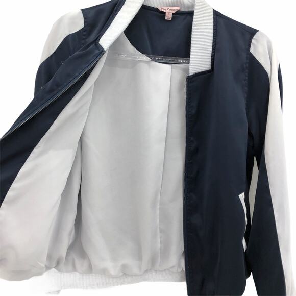 Juicy Couture SMALL Navy Blue Cactus Patch Track Windbreaker Bomber Jacket Zip - Picture 6 of 7